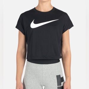 Nike Women's Swoosh Cropped Tee in Black & White